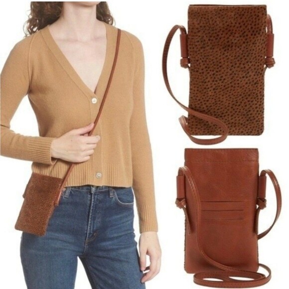 Womens Madewell Calf Hair Crossbody Smart Phone Bag EUC - Picture 1 of 7